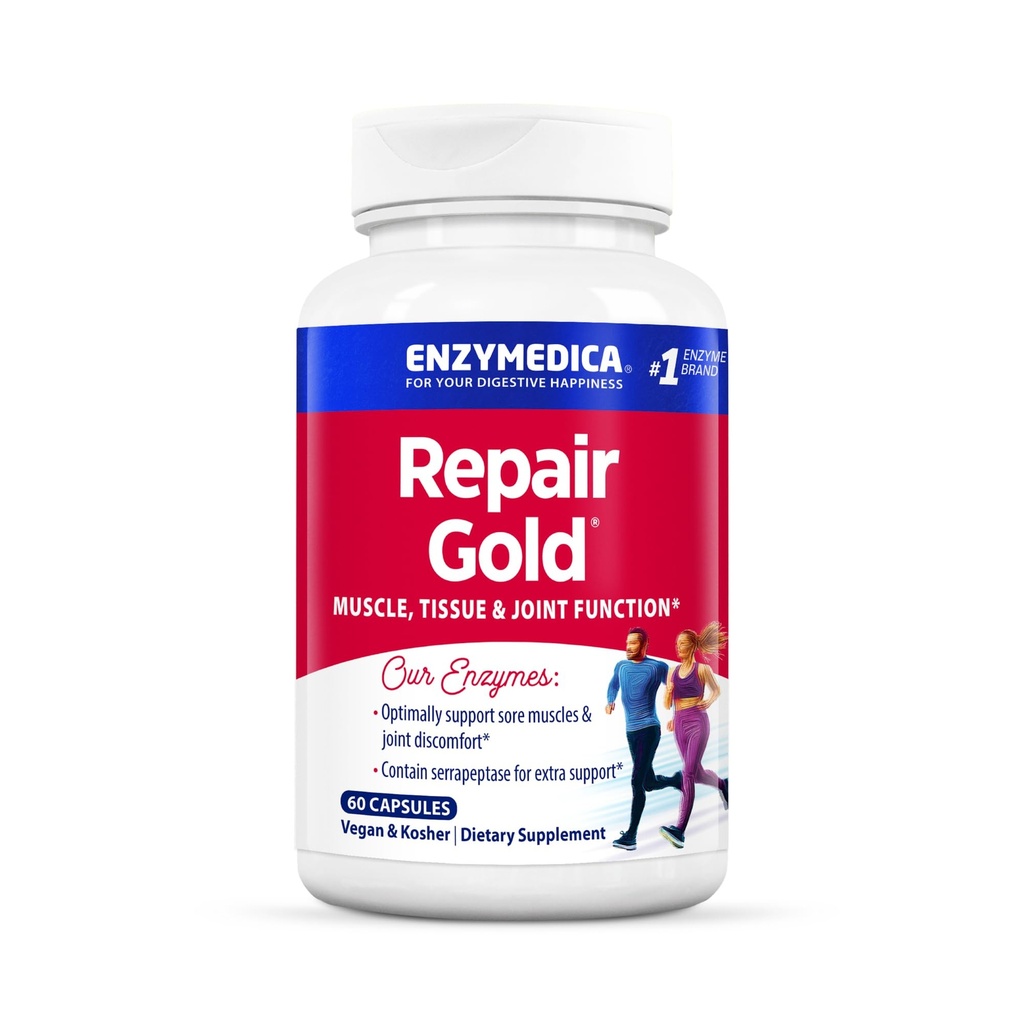 Enzymedica, תיקון זהב, Proteolytic Enzymes, תוסף תמיכה משותף, מקדם שריר התאוששות & Tissue פונקציונלי, 60 Count