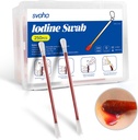 Svaha Povidone Iodine Swabsticks - 250 Sticks באופן אישי Wrapped, Iodine פתרון שוחרר כאשר Snapped, No Drying Out, Perfect for Wound Care, First Aid Kits, Travel & Outside Use