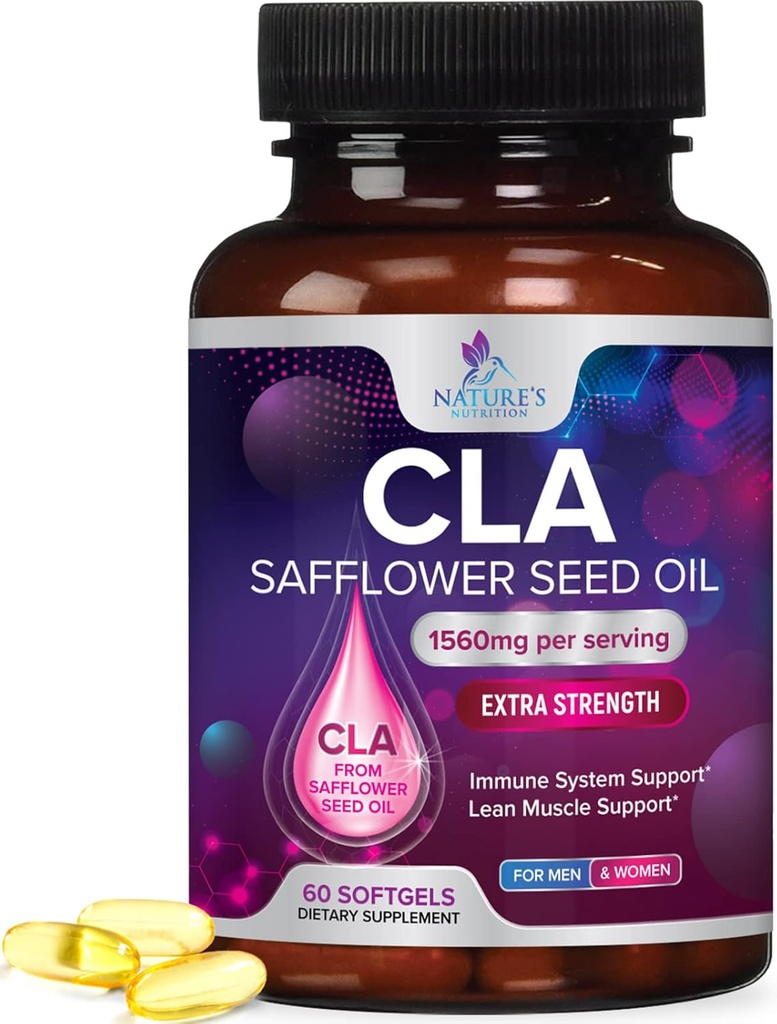 תוסף CLA, Conjugated Linoleic Acid 1560 מ"ג - תוספת עוצמה גלולות תוספת CNC - תמיכה גוף הרכב, Lean שריר טונה, & אנרגיה - קפסולות ספאפי, Gluten Free, non-GMO - 60 Softgels