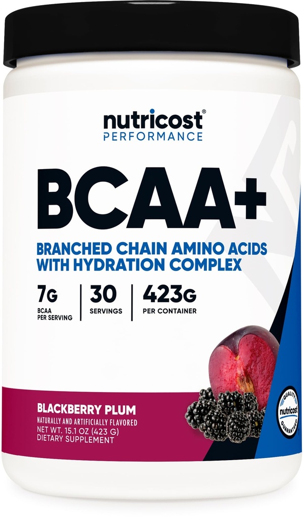 חומרים מזינים BCAA פעיל עם Glutamie, Citrullie, אבקת הידרה קוקוס (BlackBerry Plum) 30 משרתים - Chain Amino Acids עם תרכובת הידרה - Gluten-Free, non-GMO