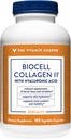 ויטמין Shoppe Biocell Collagen II עם Hyaluronic Acid 1000 מ"ג - מקדם עור בריא, מפרקים ו Cartilage - תמיכה הידרה ו-Allastity - עבור Daily Wellness (60 קפסולות ירקות)