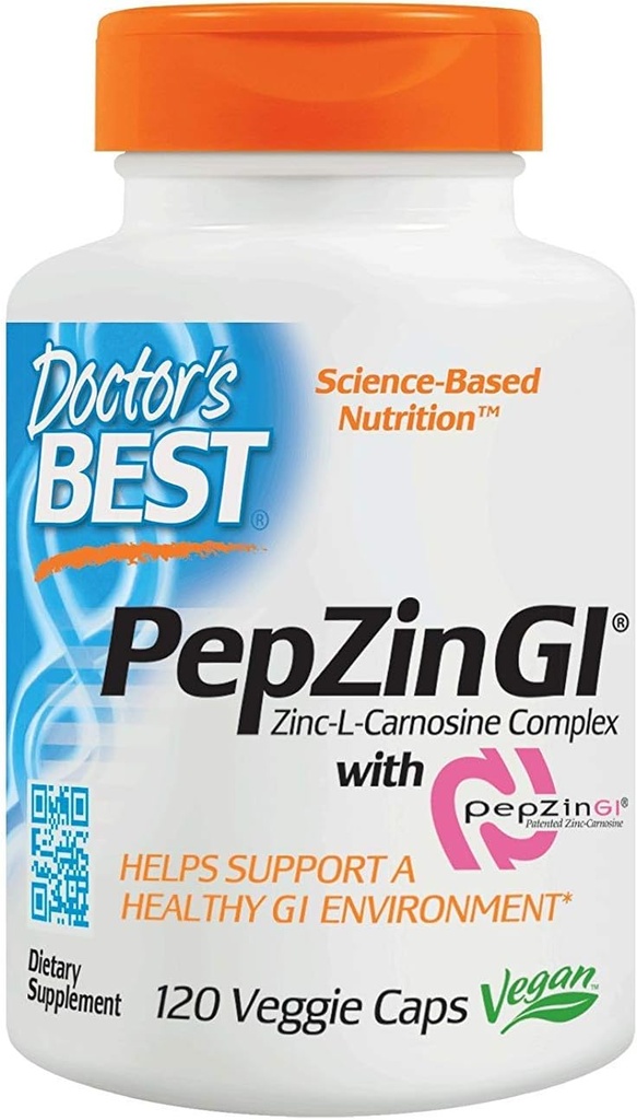 Doctor's Best Zinc Carnosine Complex with Pepzin Gi Veggie Caps, 120 Count