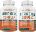 2 בקבוקי Nitric Oxide Complex 3500mg Per המשרת L-Arginine HCL AAKG אלפא Ketoglutarate Citrulline Malate 240 Total כמוסות