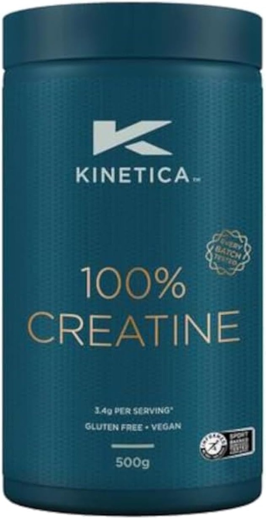 Kinetica 100% Creatine Monohydrate אבקת, 147 משרתים, Creapure Creatine. תוספי תזונה, טבעוני וגלוטן חינם 500gg