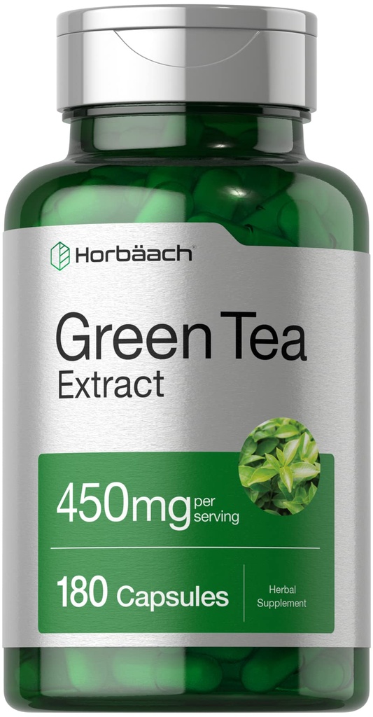 Horbäach Green Tea Extracts 450 מ"ג | 180 | תוסף צמחי | Non-GMO ו Gluten Free