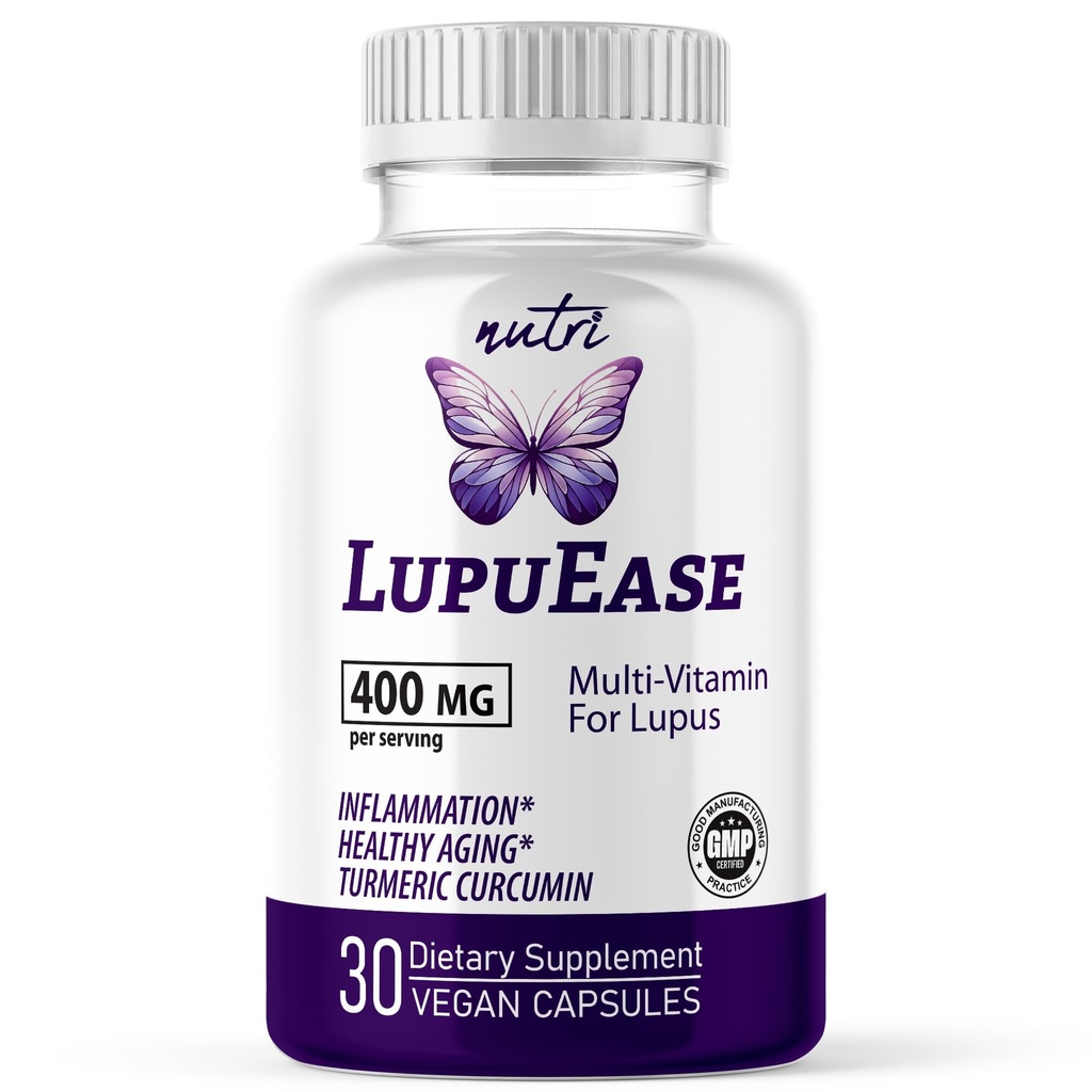 תוספי התזונה של Nature's LupuEase Lupus מוצרים Multivitamin תוספי ויטמינים - ויטמין C, D3, E, B12, Turmeric Curcumin Extractin Extract (ד.95% כורכואידים) - אומגה 3 Fatty Acids - 30 יום אספקה - 400 מ"ג - 400 מ"ג, 4 מ"ג
