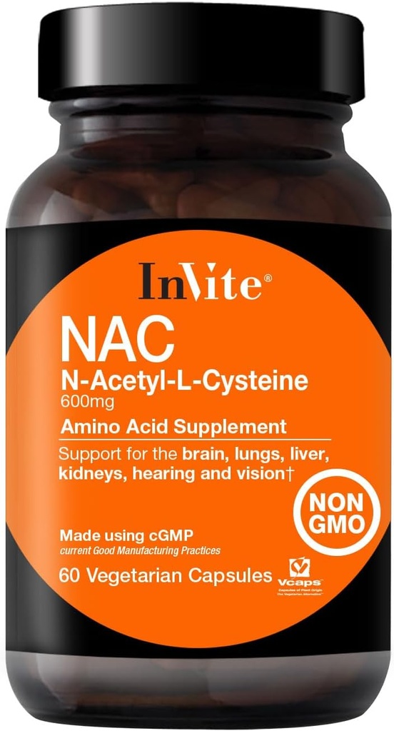 הזמנת בריאות N-Acetyl Cysteine (NAC) - תמיכה Liver and Brain Health - Supplies The Essential Amino Acid L-Cysteine ו-Precursor to the Tripeptide Glutathione - 60 קפסולות צמחוניות (2-Pack)