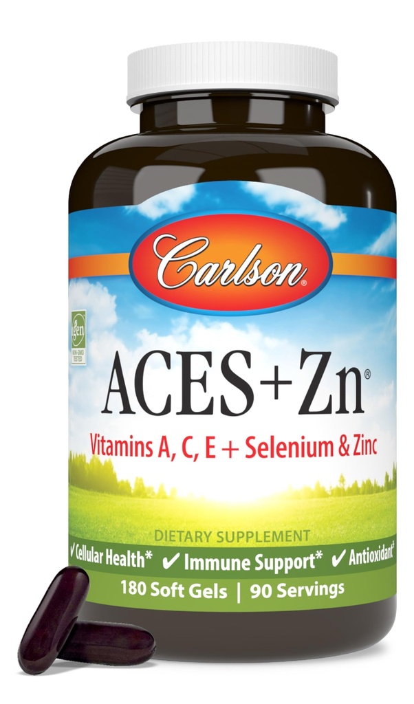 קרלסון - ACES + Zn, ויטמין A, C, E + Selenium & Zinc, Cell Health & Immune Support, Antioxidant, 180 Softgels