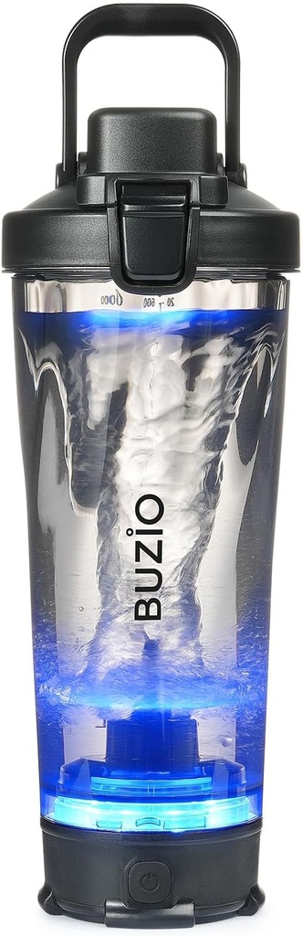 BUZIO Electric Protein Shaker Bottle, 24 oz Shake בלנדר בקבוק, בקבוק בלנדר USB בתשלום לחלבון Mixes Shaker Cups, Portable Large Sports Water Bottles Made with Tritan, Black Black
