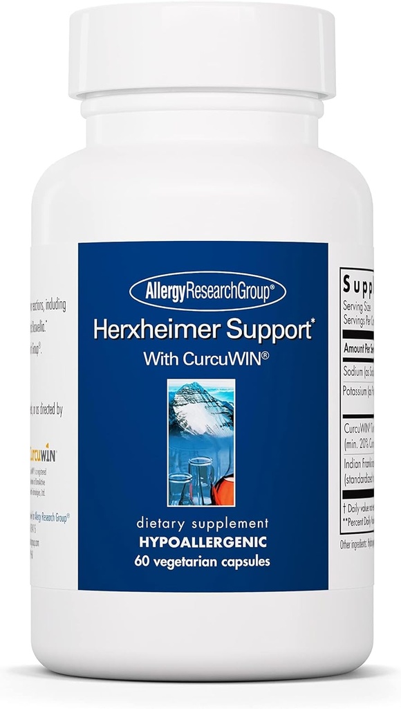 Allergy Research Group Herxheimer Support - תוסף Turmeric Boswellia עם CurcuWIN, Curcuminoids ו- Pure Boswellia Extract for Women & Men, Detox ו- נקייה - 60 קפסולות צמחוניות
