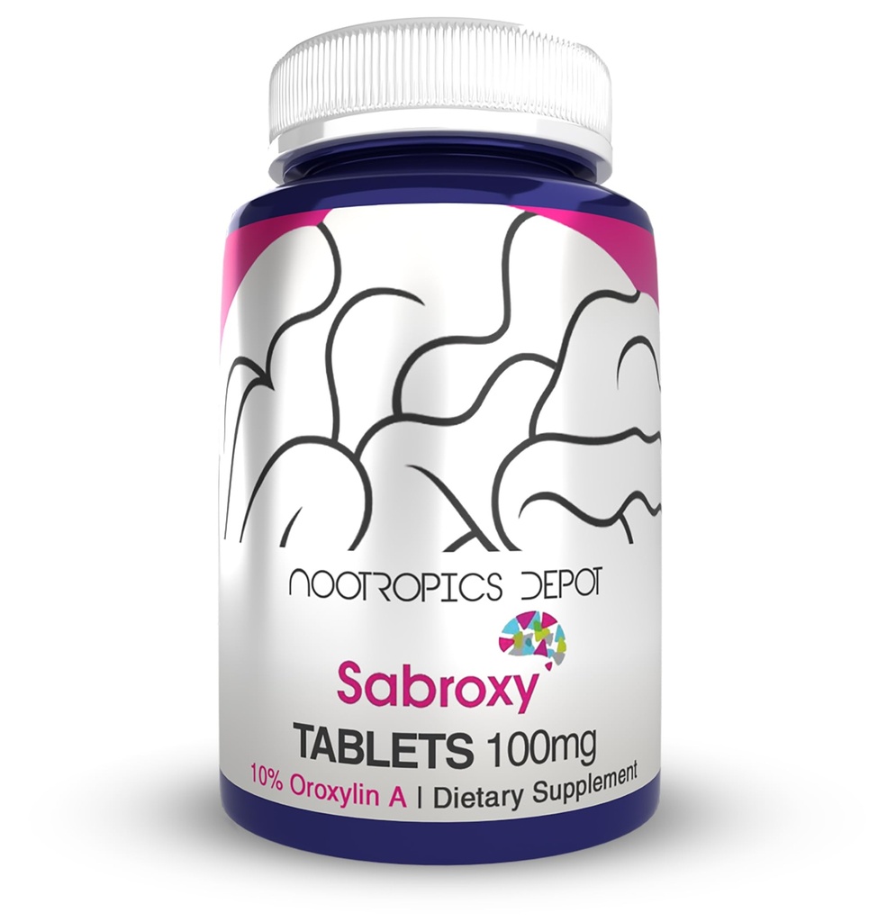 Nootropics Depot Sabroxy® Tablets | 100mg | 90 Count | מינימום 10% Oroxylin-A | Oroxylum Indicum | May Helpe Focus &מוטיבציה | May Helpe Cognitive Function