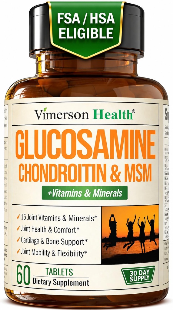 Glucosamine Chondroitin MSM תוסף - תוספת משותפת מתקדמת עבור גברים ונשים w / glucosamine Sulfate 1000 מ"ג, Chondroitin Sulfate & MSM, ויטמין B12 ועוד לבריאות משותפת - FSA Eligible