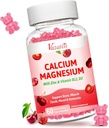 Calcium Magnesium Zinc Gummies, Calcium Magnesium 2:1 Ratio עם ויטמין D3 & B12 עבור שריר תמיכה, Mood ו- Immunity, 60 טבעוני צ'רי פלאדור מסטיקמי