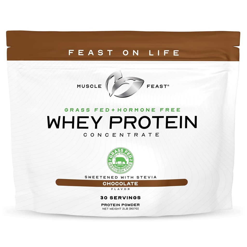 שריר חג Grass-Fed Whey חלבון ריכוז אבקה, כל טבעי, הורמון חופשי פסטה הרים אבקת חלבון Whey עבור נשים וגברים, נקי, non-GMO & Gluten חינם Whey Concent - שוקולד, 2lb