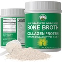 Peak Performance Hydrolyzed Bone Broth ו-Colagen Unflavored חלבון אבקת פפטידים מכיל את כל סוגי הקולג'ן: 1, 2, ו 3. Pure Pasture, Raised Grass פד, Paleo Friendly, Gluten + חלב חינם חינם חלב חינם