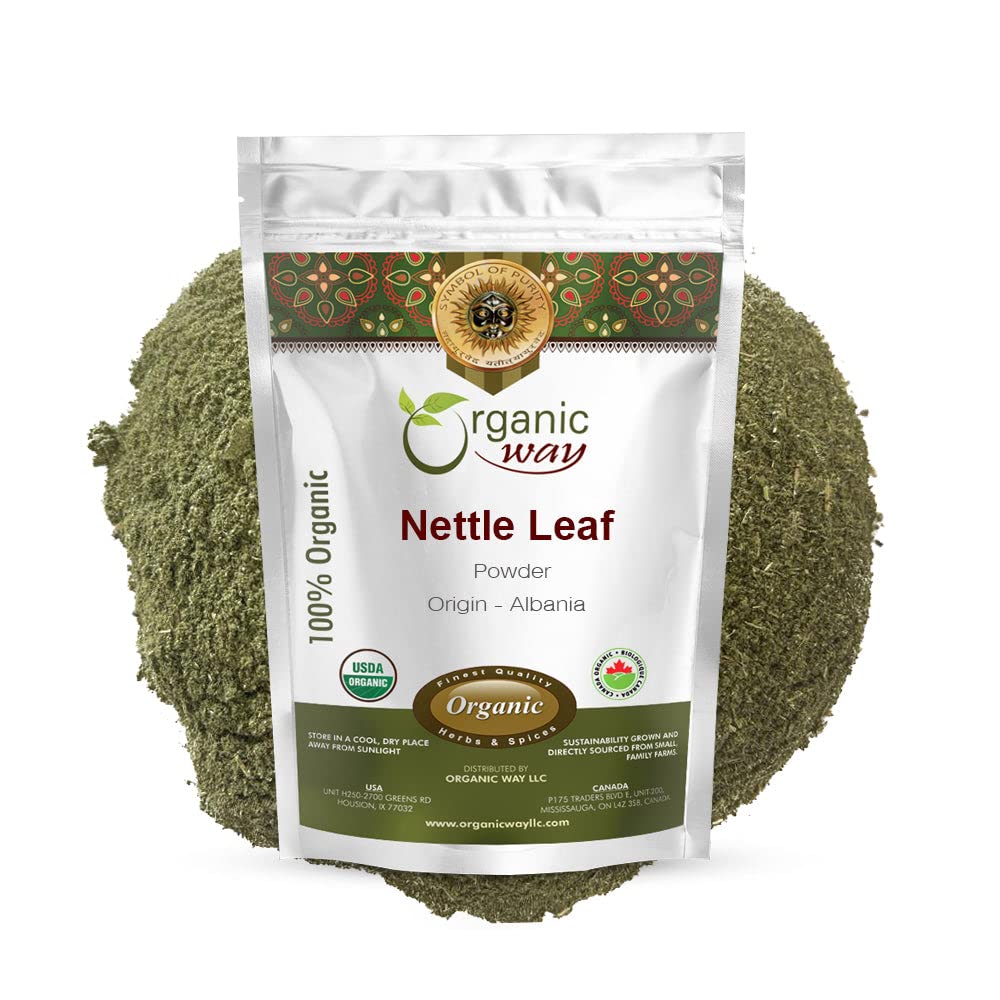 אורגני Way Nettle Leaf אבקת (Urtica dioica) - Herbal Tea | אורגני & כשר מוסמך | Raw, Vegan, Non GMO & Gluten Free | USDA Certified | אלבניה (1LBS / 16Oz)
