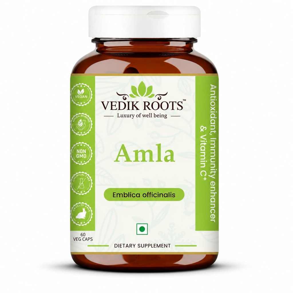 Amla קפסולות 100% אורגני Immunity Enhancer Natural Source of Vitamic C Herbal Supplements (60 קפסולות) (Pack of 1)
