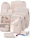 10 Set/8 Set Packing Cubes for Travel, Gifts for Women Mom, Anti-Tearing Suitcaseer for Luggage with Shoe & Hanging Toiletry Bag,OlarHike Vacation Essentials & אביזרים עבור Cruise Ship,Cream