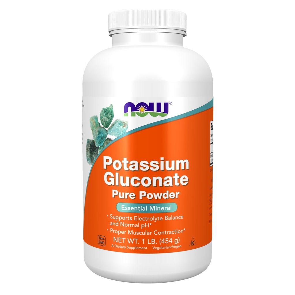תוספי מזון עכשיו, Potassium Gluconate Pure אבקה 175 מ"ג, מינרלים חיוניים *, 1-Pound