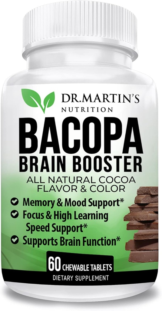 BACOPA MONNIERI / BRAHMI CHEWABLE Tablets |Brain Booster תוסף for Memory, Mood Support & Sharpness