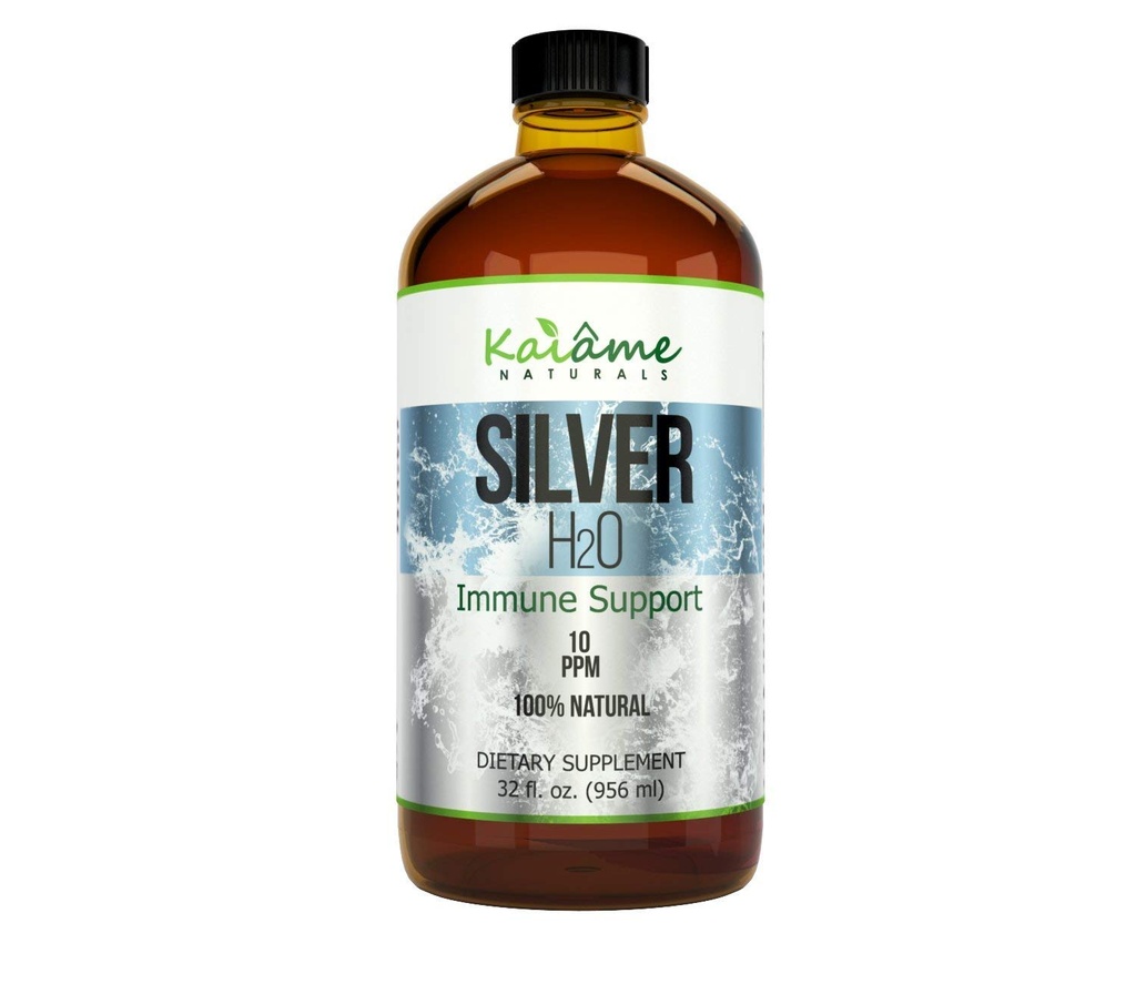 Kaiame Naturals Colloidal Silver, Ionic Silver Solution, 10 PPM, גדול 32 oz Glass בקבוק, טבעי Immune תמיכה תוספת, בטוח למבוגרים, ילדים וחיות מחמד