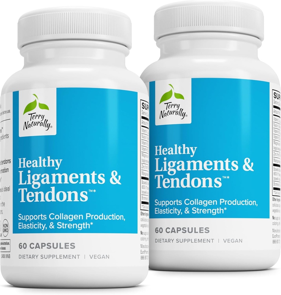 טרי באופן טבעי Ligaments & Tendons - תוספת תזונתית לתמיכה ב- Connective Tissue & Joint Lubricationcation Support - Non-GMO Formula to Aid Ligament & שריר בריאות - 60 קפסולות, 2 Pack