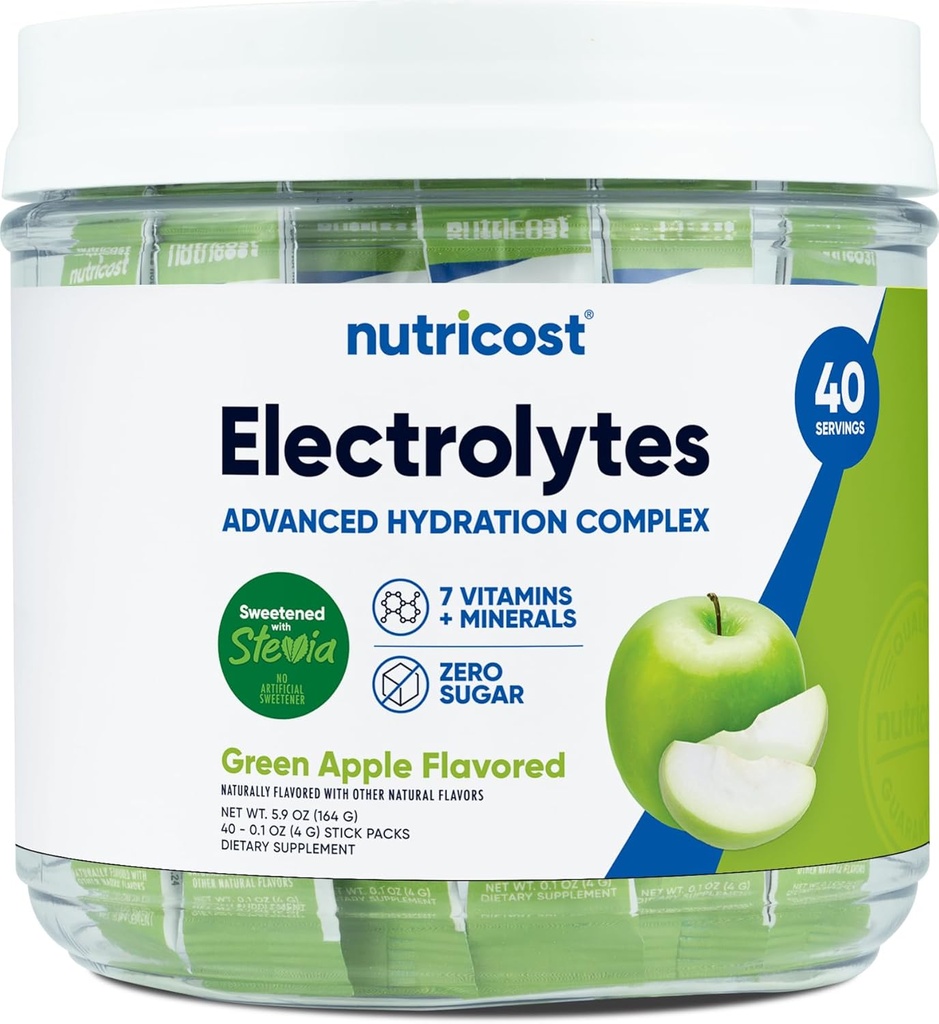 תרכובת Electrolytes Electrolytes Complex, Green Apple Flavored, 40 Stickpacks - Advanced hydrotion Complex