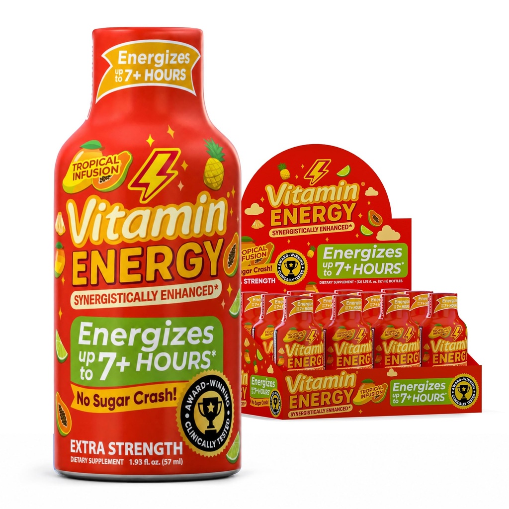 ויטמין אנרגיה Immune+ תוספת כוח אנרגיה לירות מנגו 12 Pack, 260 מ"ג טבעי Caffeine, B-Vitamins, Citicoline, תה ירוק, Immunity & Focus תמיכה, Zero Sugar, Gluten-Free 1.83 floz oz