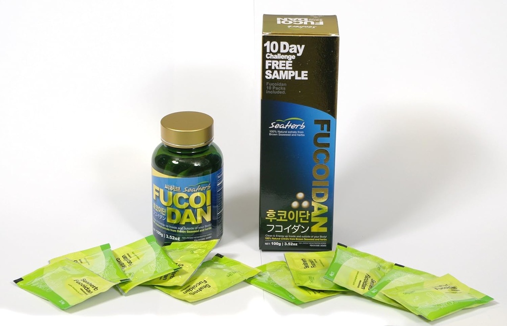 100% Natural Brown Seaweed ExtractHerb Fucoidan USFDA Passed (ה-FDA ID Code 2030950) (10Satchets+100g)