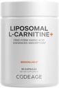 Codeage Liposomal L-Carnitine+ תוסף - 500 מ"ג L-Carnitine L-Tartrate for Serve - Free-Formino Acid - Carnitine - Liposomal Delivery - טבעוני, non-GMO, Gluten-Free - 90 קפסולות