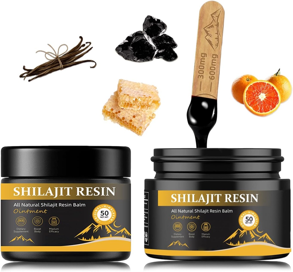 shilajit Resin for Men - מקסימום בטיחות טבעית של שילאג'יט Resin ב 85+ Trace מינרלים, Gold כיתה ההימלאיה טהור Shiljait עבור אנרגיה, תמיכה כספית, 50 גרמים Pack של 2 (6 חודשים)