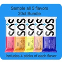 SOS hydrotion, Electrolyte אבקת Packets - Low-Calorie, Low Sugar, Rapid Rehydration, Made בארה"ב, Keto & Vegan Friendly 5-Flavor Variety Pack, 20 Sticks