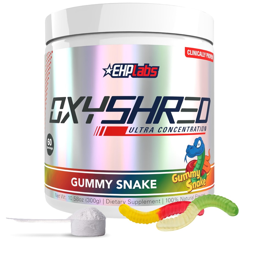 EHP Labs Oxyshred Pre Workout אבקה - אבקת Preworkout עם L Glutamine & Acetyl L Carnitine, אנרגיה Boost לשתות - מסטיקמי סנייק, 60 משרתים