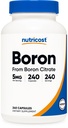 תוספי תזונה Boron קפסולות 5 מ"ג, 240 קפסולות צמחוניות - Gluten Free and non-GMO