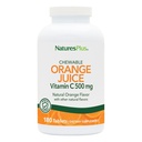 NaturesPlus Orange Juice Chewable ויטמין C - 500 מ"ג, 180 טבליות - High Potency Immune Support Supplement, Antioxidant - Gentle On Stomach - Vegetarian, Gluten-Free - 180 משרתים