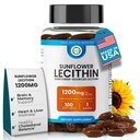 Sunflower Lecithin 1200 100 Softgels, 100 ימים לספק מבטיח טהור, non-GMO, Soy-Free, תומך המוח, הלב, עצב, בריאות חי, תפקוד קוגניטיבי, כולסטרול בריא, כולסטרול גבוה פורמולה Absorption פורמולה גבוהה