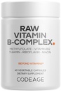 Codeage Raw ויטמין B-Complex - ויטמין B חיוני עם פרוביוטיקה, Enzymes עיכול, פירות וירקות - 2 Monteh Supply - Methylfolate - ביוטין - ויטמין B12 - Non-GMO - 60 קפסולות