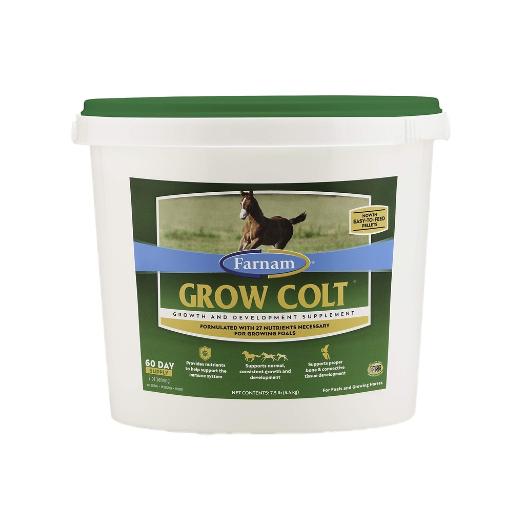 Farnam Grow Colt תוסף לצמיחה ופיתוח, תומך בצמיחה נורמלית ועקבית בשנים הראשונות לחיי העובר, 7.5 lbs., 60 יום אספקה