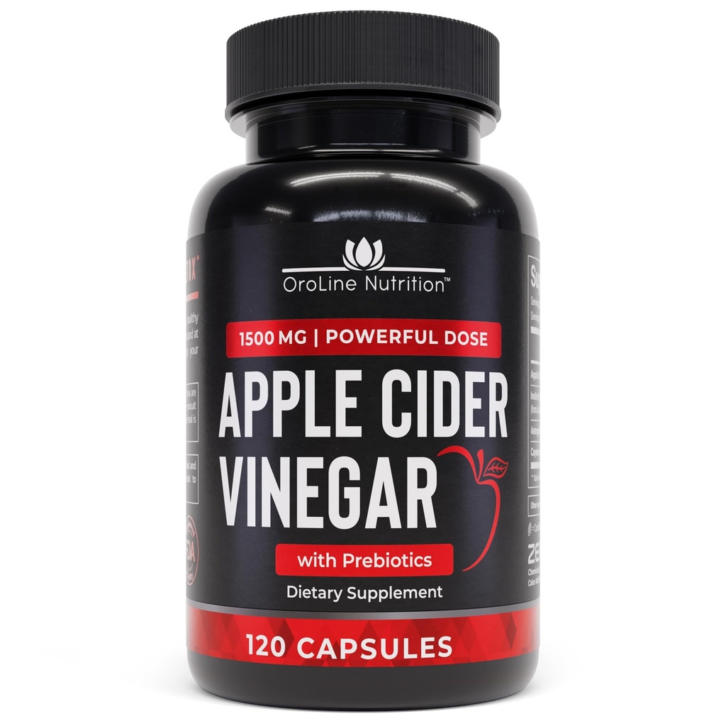 Apple Cider Vinegar Pills with Prebiotic, 2 חודשים אספקה - Apple Cider Vinegar כמוסות - Apple Cider Vinegar Supplements, Apple Vinegar Tablets - אנרגיה ו- Gut Health Support for Women & Men 1500 מ"ג