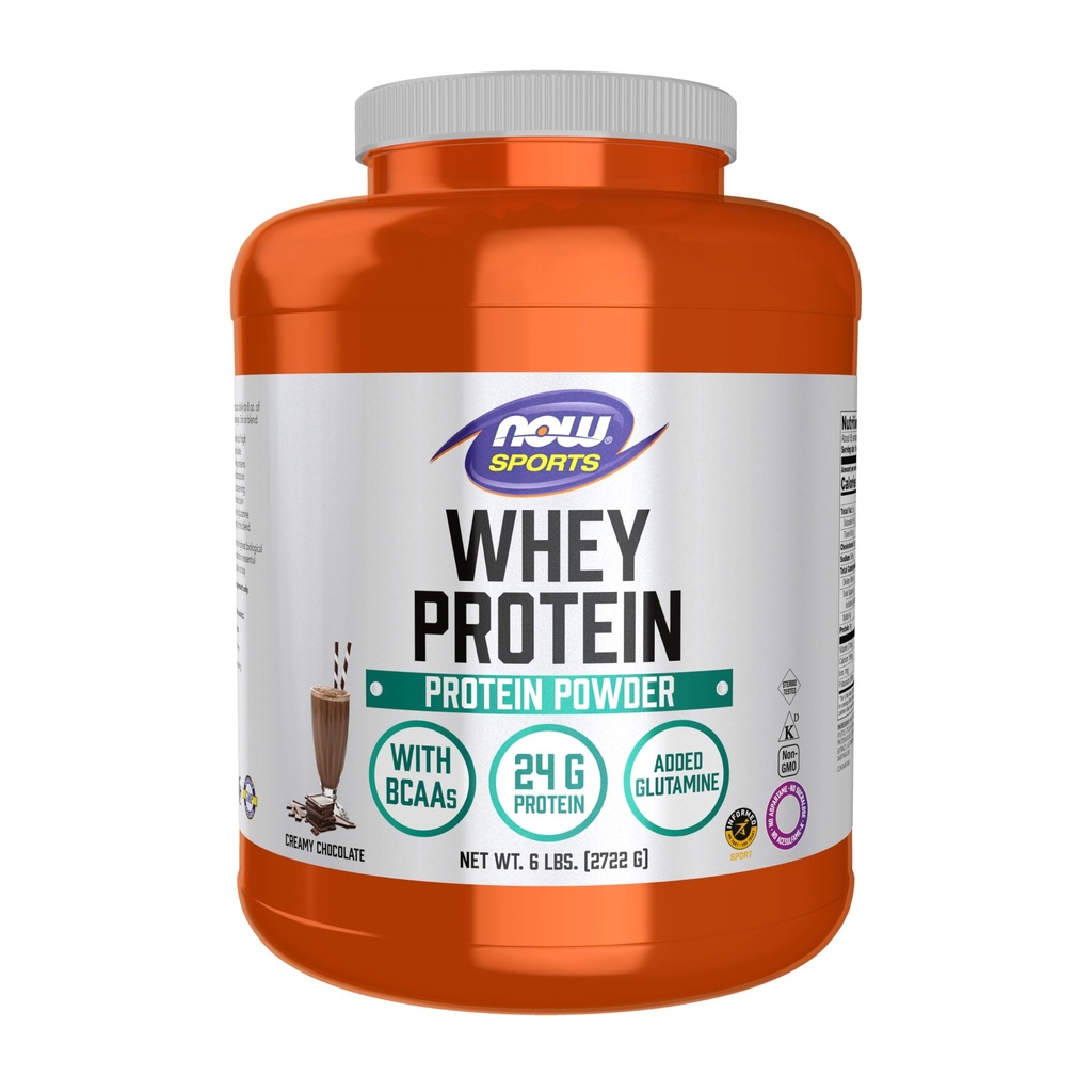 עכשיו מזונות ספורט תזונה, חלבון Whey, 24 גרם עם BCAAs, אבקת שוקולד קרמים, 6-Pound