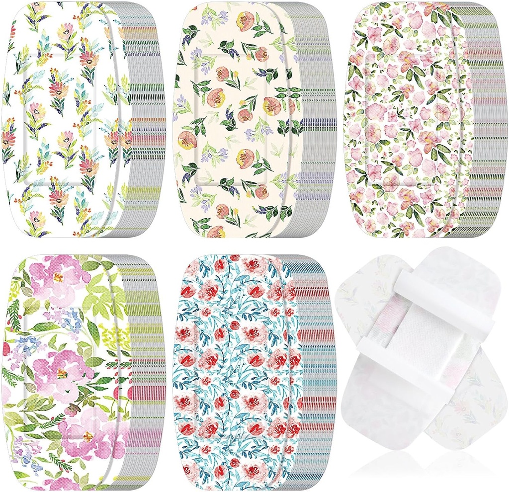 Sinmoe 100 Pcs גדול Bandages 2 x 4 Inchex Free Big Adhesive Flower Wound Care Flex Bandages for Care and Protect Wounds