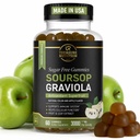 Soursop Leaves & Soursop פירות חניכיים - 3000 מ"ג Soursop Extract - תוסף Graviola - Soursop פירות ו- Leaf - 60ct - Gluten Free - Non-GMO - ידידותי טבעוני