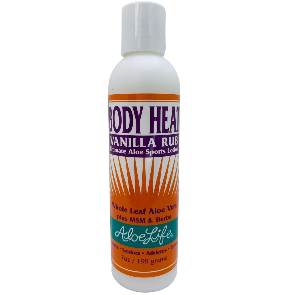 Aloe Life - Body Heat Vanilla Rub, Lubricating, התחממות פעולה, Soothes & Relieves sore השרירים, בטוח עבור קשישים וספורטאים, עוזר להפחית Tension & Stress, Gluten-Free (7 oz)