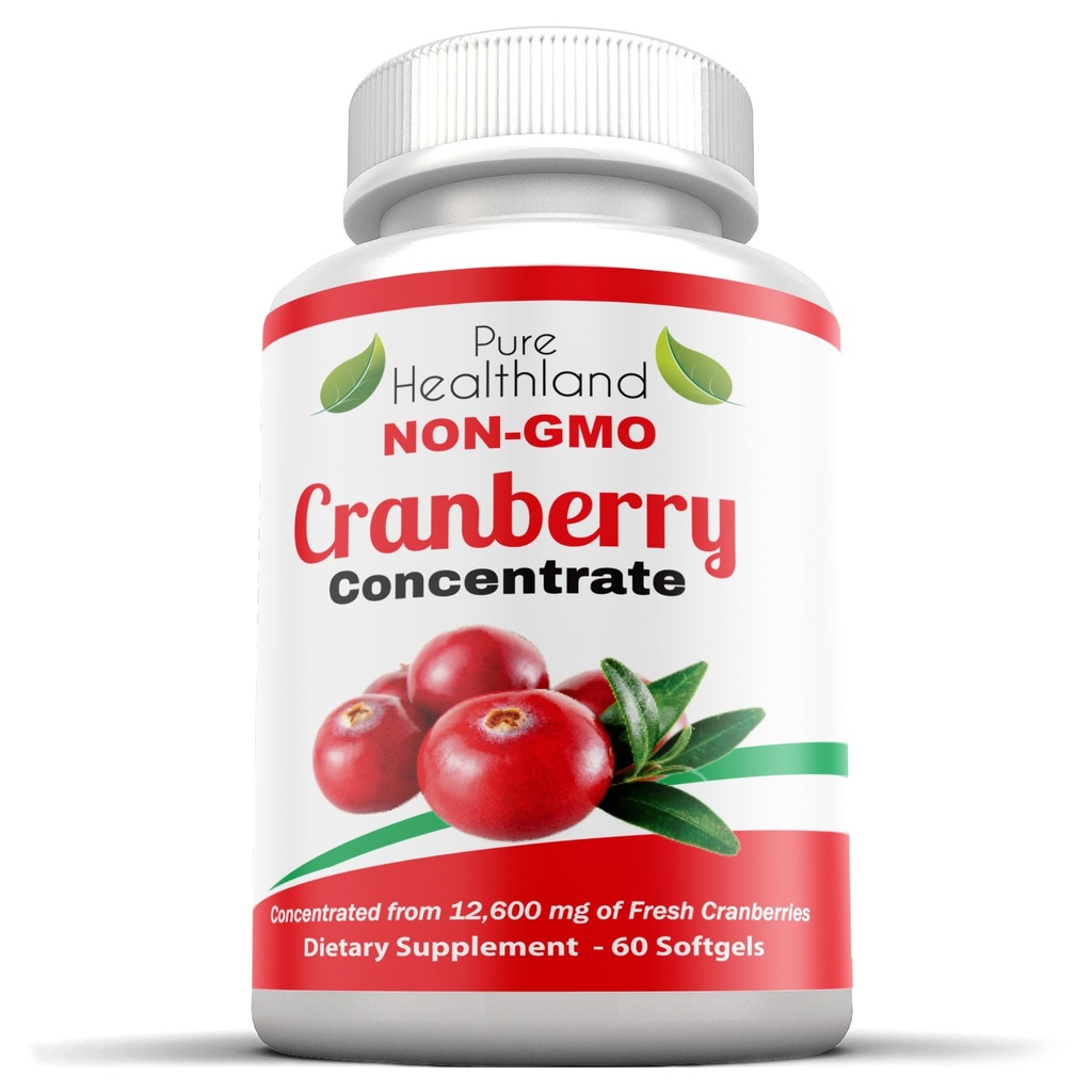Non-GMO Cranberry Concentrated מ 12,600 מ"ג - משולש חיזוק Softgels - Easy to Swallow Pills for Men & Women, 1 Bottle