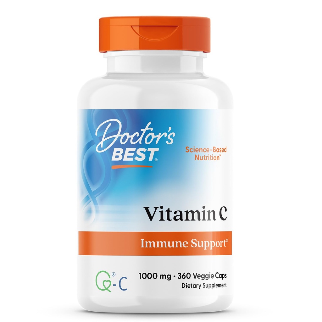 ויטמין C הטוב ביותר של דוקטור עם Q-C, Immune Support, Non-GMO, Gluten Free, Soy Free, 360 Veggie Caps