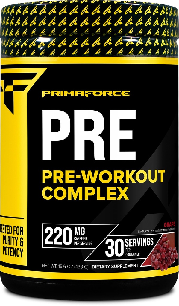 Primaforce Pre-Workout Complex אבקה (Grape, 30 משרתות) - תוספי כושר עבור Workout Routine Enhancement, 438g