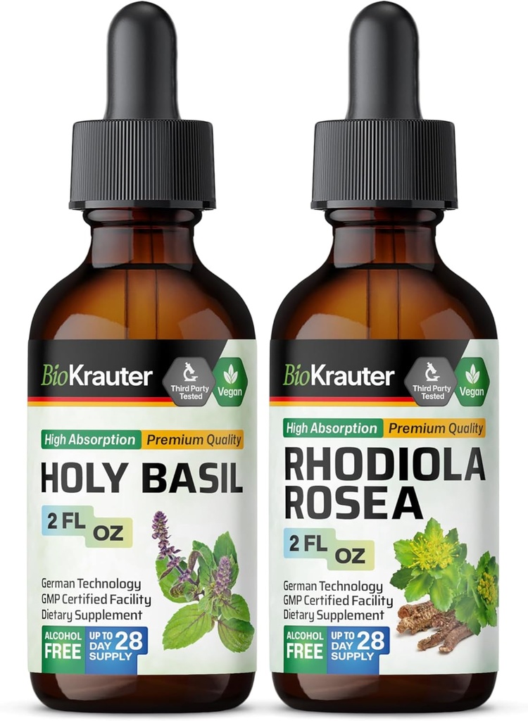 BIO KRAUTER Holyזיל Tincture 2 Fl. Oz. & Rhodiola Rosea Tincture 2 Fl. Oz.