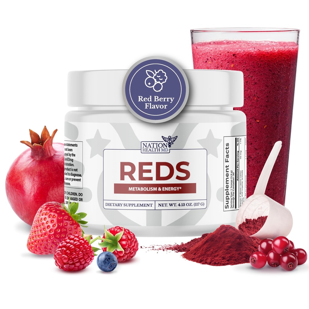 Reds אבקת Super Reds עם 39 Superfoods, Antioxidant-Rich רד אבקת Superfood, Probiotics & Digestive Enzymes for Energy, Metabolism & Gut Health - Red ברי פלפור