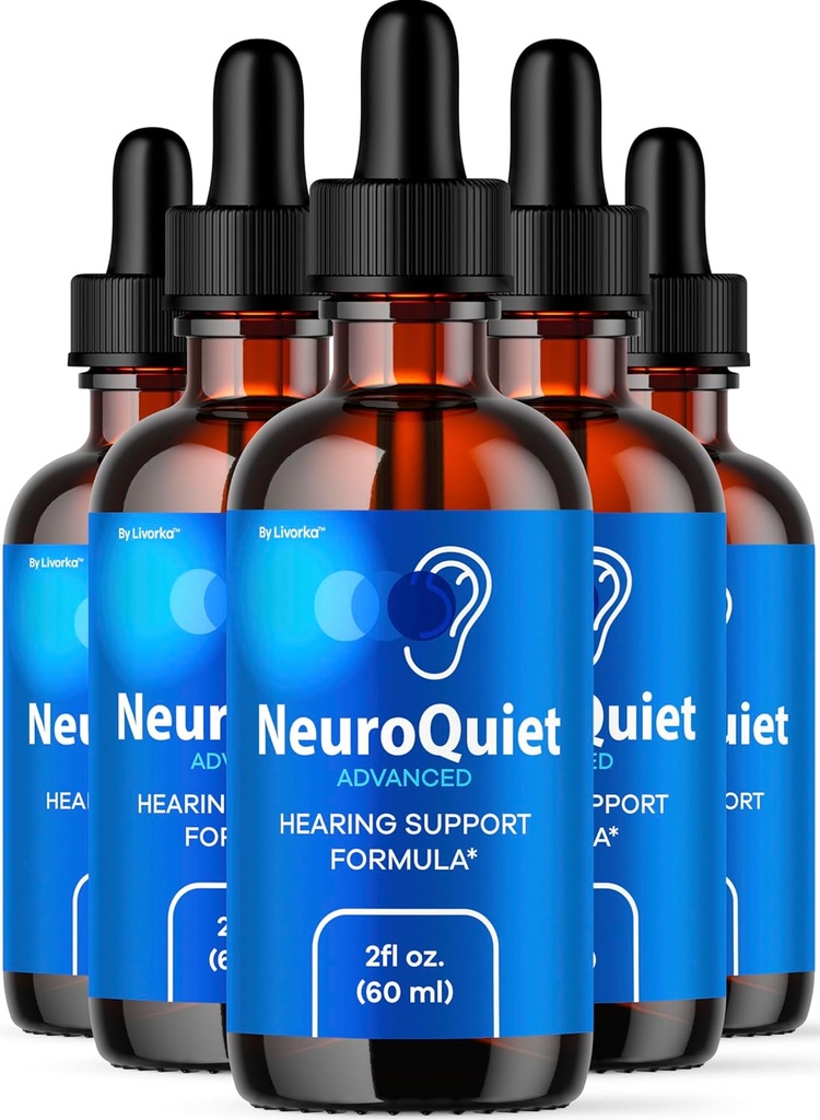 (5 Pack) NeuroQuiet Drops - רשמי Neuro Quicket Daily שמיעה תומך כל נוזל טבעי נוזל נוזל מתקדם פורמולה עבור בריאות אוזניים, ביקורת ביקורת אורנות ואוזן פנימית, 5 בקבוקים במשך 5 חודשים