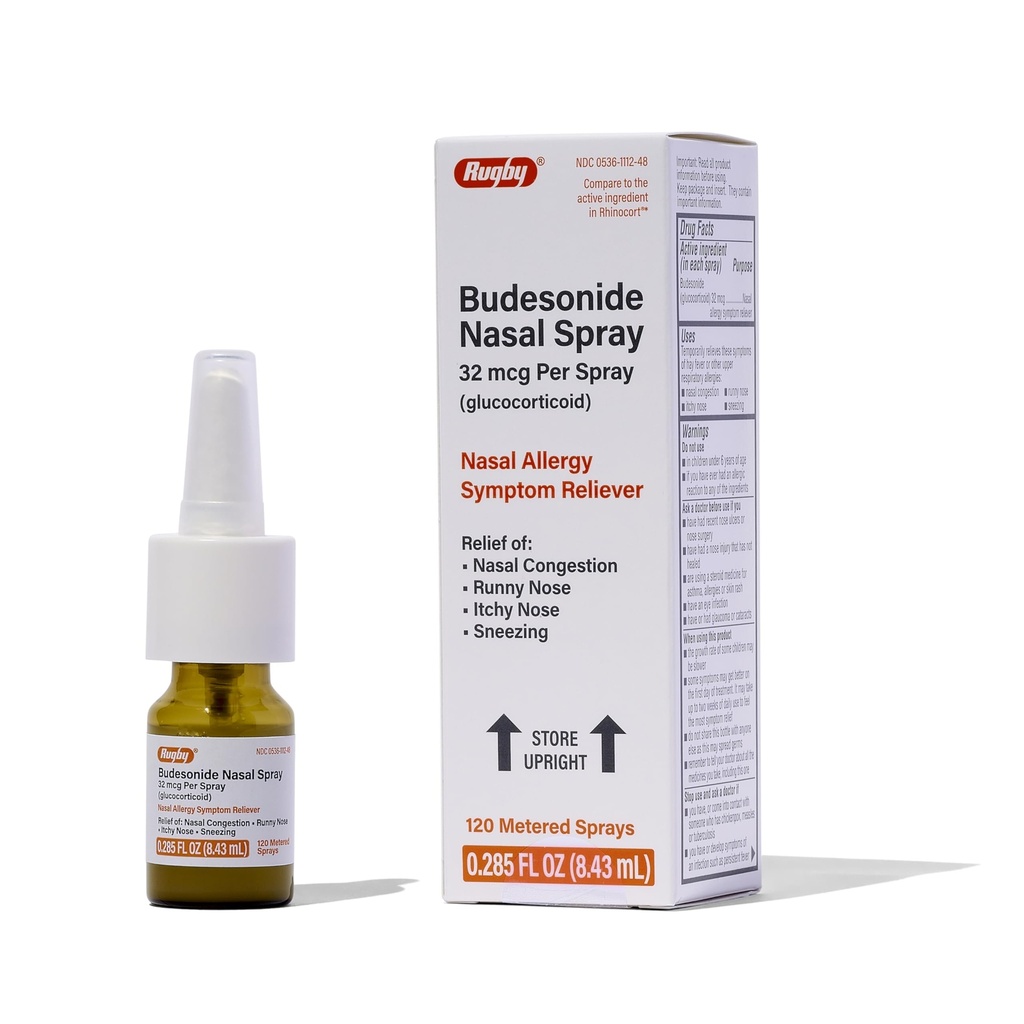 רוגבי Budesonide Nasal Spray - Allergy ו Nasalungestion הקלה - ללא אלכוהול - 0.285 Fl. Oz.